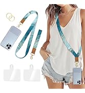 Piefly Phone Lanyard Crossbody Wrist Strap, Green Marble Cell Phone Lanyards for Around the Neck ...