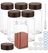 Segarty 4oz Spice Organizer Jar with Wood Lids, 6 Pack 120ml Empty Square Spices Condiments Shake...