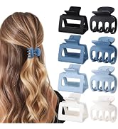 USDNICE Medium Hair Clips Combination 2 Styles Small Claw Clips for Thin Hair 8 Pcs Matte Non-sli...