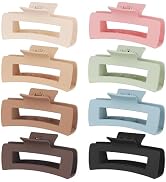 4.1 Inch Large Hair Claw Clips 8 Pcs Rectangle Big Clips for Thick Hair Nonslip Acrylic Banana Ja...