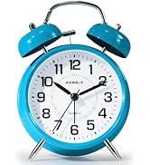 Super Loud Twin Bell Alarm Clock for Heavy Sleepers, 4-Inch Silent Non-Ticking Quartz wit...