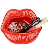 Trycooling Ceramic Red Lips Lipstick Ring Holder Jewelry Tray Rack Decorative Cosmetic Storage Di...