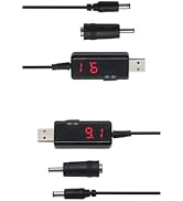 2 Packs USB Boost Converter Cable, DC 5V to 9V/12V, 5.5x2.1mm/3.5x1.35mm, USB Power Adapter, Volt...