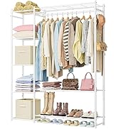 Wardrobe Closet,Portable Clothes Rack with 4 Tiers Shelves,Freestanding Closet Organizers and Sto...