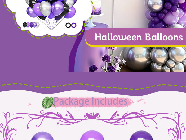 Black Purple silver balloons