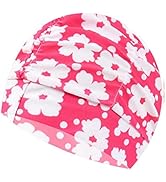 Ewanda store Colorful Pleated Nylon Cloth Swim Cap Large Swimming Cap Hot Spring Bathing Caps for...