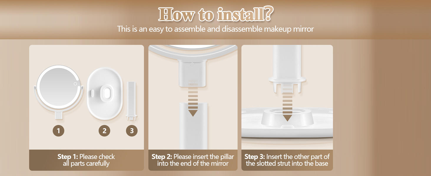 portable makeup mirror with light