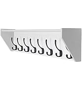 Dseap Wall Shelf with 8 Hooks, 35” Long Heavy Duty Coat Rack Wall Mount with Shelf, Shelf with Ho...