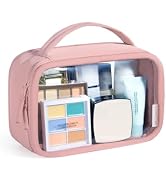BAGSMART Clear Makeup Bag - TSA Approved Toiletry Bag with Handle Large Opening, Water-Resistant ...