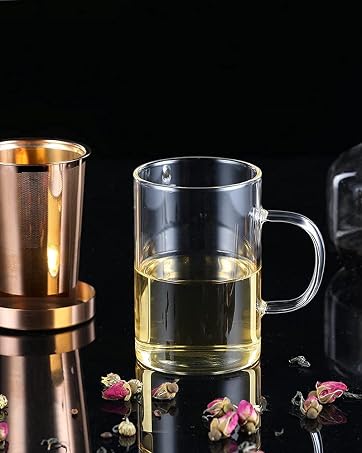 Borosilicate Glass Tea Mug Cup Tea Glasses with Stainless Steel Infuser Glass Tea Cup Teacup
