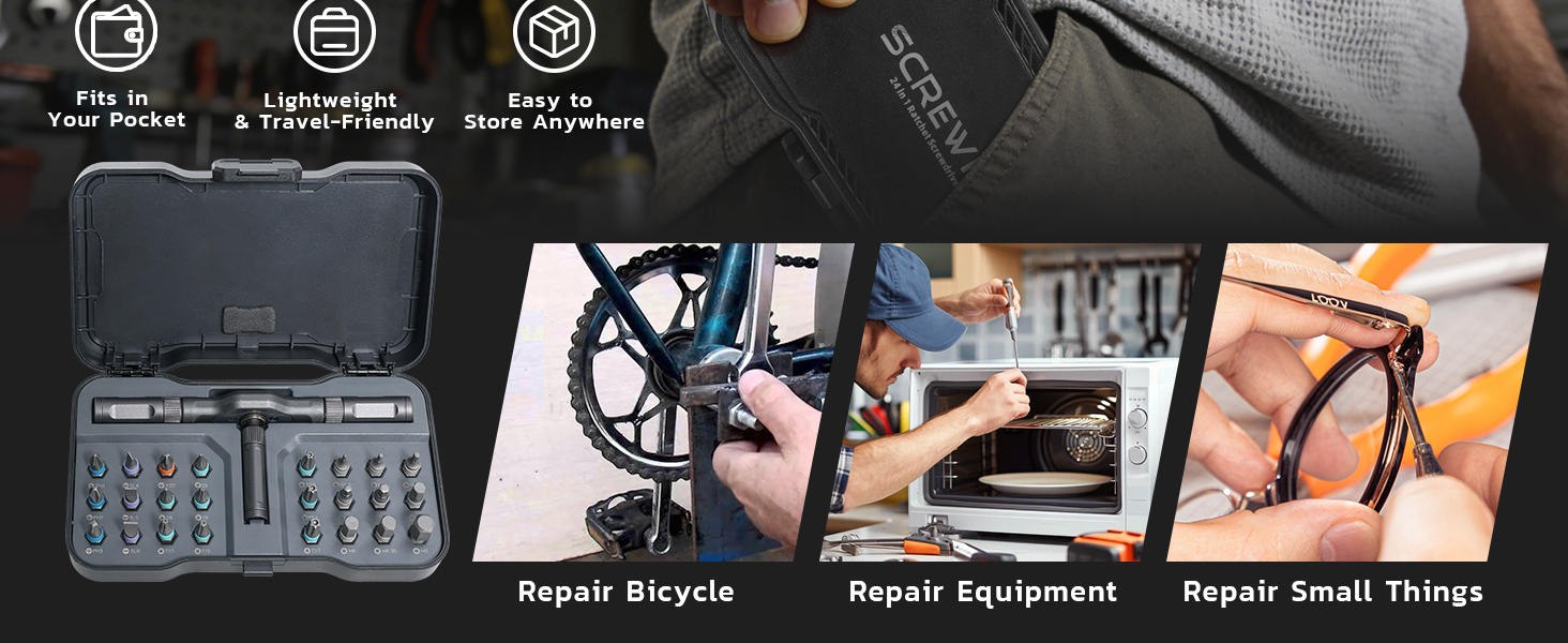 Compact case fits in one hand for easy storage and transport.
