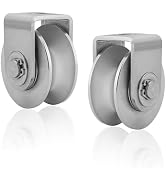 2-Pack 2" Stainless Steel U-Groove Pulley Wheel, Heavy Duty Caster Wheel Track Sliding Gate Rolle...