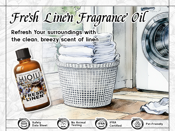 Fresh Linen Fragrance Oil, Refresh your surroundings with the clean, breezy scent of linen