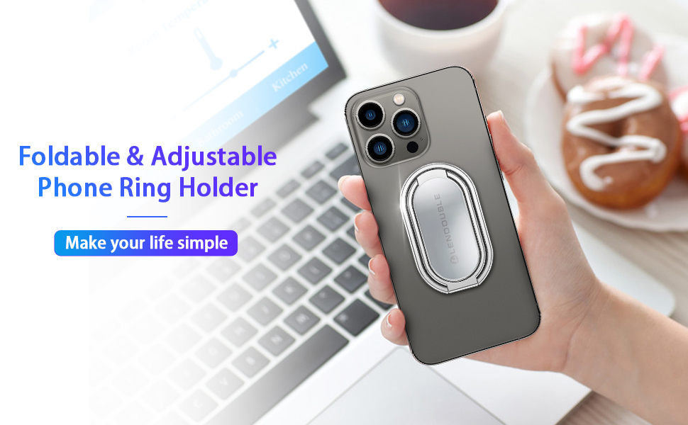 phone ring holder finger kickstand foldable retractable silver ultra-thin