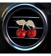 Cherry Car Air Vent Freshener Perfume Clip, Rhinestone Car Air Outlet Fragrance Perfume Clip Fres...