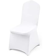 VEVOR 50 Pcs White Chair Covers Polyester Spandex Chair Cover Stretch Slipcovers for Wedding Part...