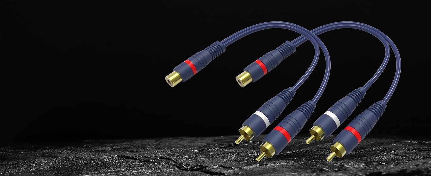 1 Male to 2 Female RCA Splitter Cable