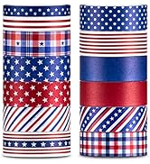 Whaline 12 Rolls 4th of July Washi Tape Patriotic Stars Stripes Washi Masking Tape Red Blue White...