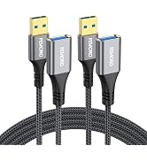 USB Extension Cable 3ft Pack of 2, Type A 3.0 5Gbps Data Transfer & 15W Charging Sync Extender Ma...