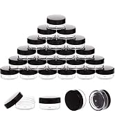 50 Pieces 3 Gram Sample Containers with Lids, Black Sample Jars, BPA Free Tiny Cosmetic Container...