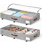 KitHero 6 Inches Under Bed Storage with Wheels Pack of 2, Underbed Shoe Storage Container Bin wit...