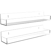 SOVQUEST Acrylic Spice Rack Wall Mount 15 Inch Clear Floating Shelves Invisible Hanging Kids Book...