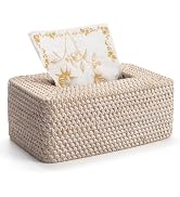 Rattan Tissue Box Cover, Rectangular Wicker Tissue Box Holder, Decorative Woven Facial Tissue Hol...