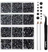 BEADSLAND Hotfix Rhinestones, 6080PCS Black Rhinestones for Clothes Crafts Mixed 6 Sizes with Wax...