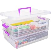 TERGOO 2 Layer Plastic Storage Containers with Lids, Multipurpose Clear Stack & Carry Box, Portab...
