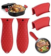 4 Pack Silicone Hot Handle Holder Cover Cast Iron Handle Cover Silicone Pot Holders Heat Resistan...