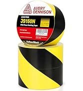 Avery Dennison Black & Yellow Floor Marking Tape, Safety Warning Tape for Caution and Aisle Marki...