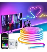 Smart Neon Rope Lights USB, 16.4Ft LED Rope Lights IC & RGB Color Changing with APP Control, Musi...