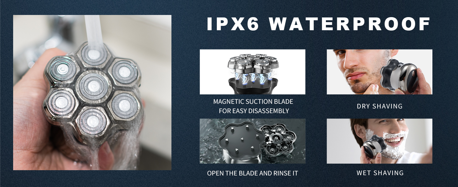 Head Shavers for Bald Men,travel shaver for bald men,IPX6 electric shaver bald men,bald razor mens