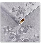 CRE8TIVE Silver Grey Peel and Stick Textured Wallpaper - Floral Grey Contact Paper for Countertop...