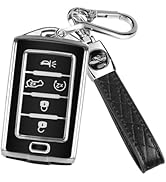 MILD EAST for Jeep Key Fob Cover with Keychain, Car Key Case Shell Protection 5 Buttons, Fit for ...