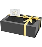 PSHVYM Large Gift Box with Window, 13.5x9x4.3 In Black Gift Box for Presents Magnetic Lids Collap...