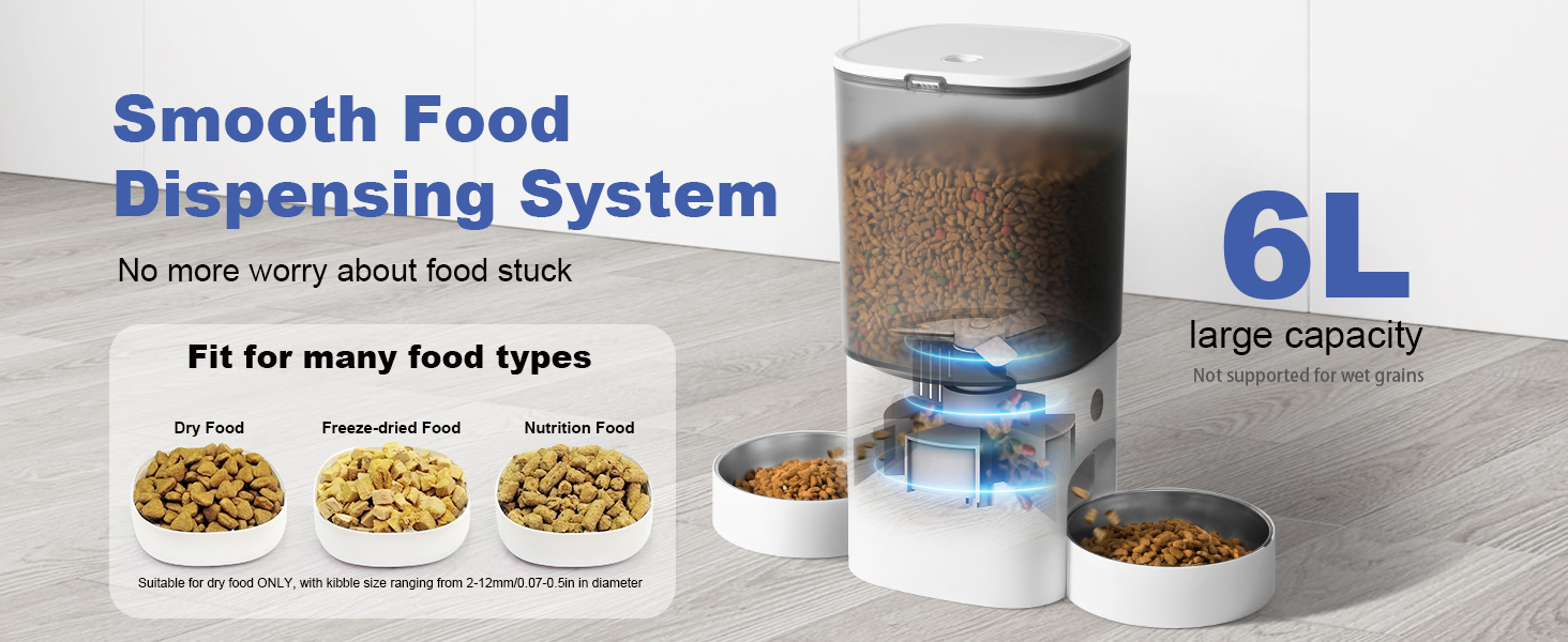automatic cat feeder with smooth food dispensing system