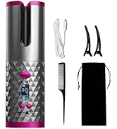 Automatic Rotating Curling Iron - Cordless Curling Iron Beach Waves Styler Curling Wand, Portable...