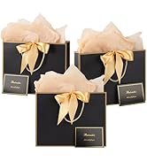 Ronvir 15pcs Large Black Gift Bags with Handles, 12.5 x 10 x 4.5 inch Reusable Luxury Paper Bag w...