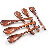 HANSGO Small Wooden Spoons, 6PCS Small Soup Spoons Serving Spoons Wooden Teaspoon for Coffee Tea ...