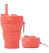UNNESTAR Silicone Coffee Mug Collapsible Cups for Camping Folding Travel with Straw Reusable Port...