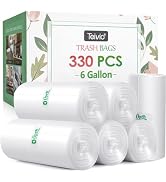 6 Gallon 330 Counts Strong Trash Bags Garbage Bags by Teivio, Bathroom Trash Can Bin Liners, Plas...