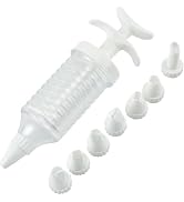 Pipe Nozzles with Syringe, 8Pcs Plastic Cream Baking Piping Nozzle Dispenser Icing Pastry Tips Tu...