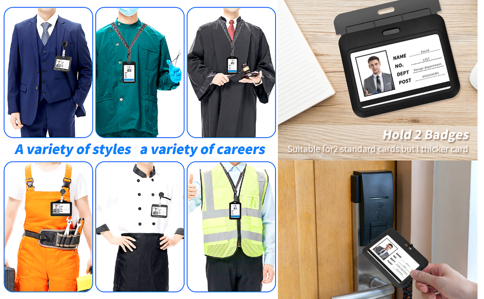 Sliding Hard Plastic Badge Holder Secures Work ID Cards for Office Factory School Teachers Students