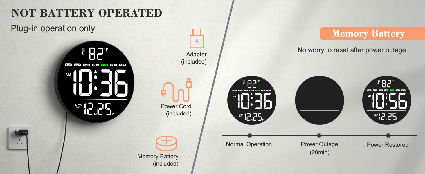 plug-in electric wall clock