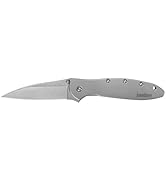 Kershaw Leek Pocket Knife (1660BLKW); Sandvik 14C28N Steel Blade, 410 Stainless Steel Handle, Fin...