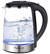 TOPWIT Electric Kettle Glass Hot Water Kettle, 2.0L Water Warmer, BPA-Free Stainless Steel Lid & ...