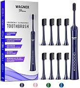 Wagner & Stern ultrasonic whitening Electric Toothbrush with 8 Charcoal Black Brush Heads. for Fr...