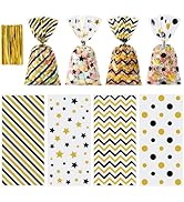 Aegero 120 Pcs Christmas Cellophane Treat Bags, Xmas Gift Candy Goodies Bags with 140 Pcs Twists ...