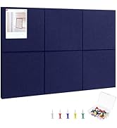 Large Cork Board 36" x 24", 6 Pack Felt Wall Tiles with Colored Pushpins, Bulletin Board with Rem...